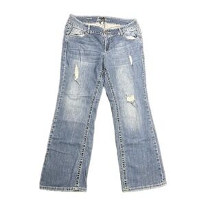 Lane Bryant Plus Size Bootcut Jeans Thick Stitch Embroidered Pocket Size 16